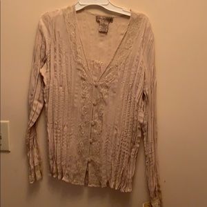 Button down blouse beige color.
